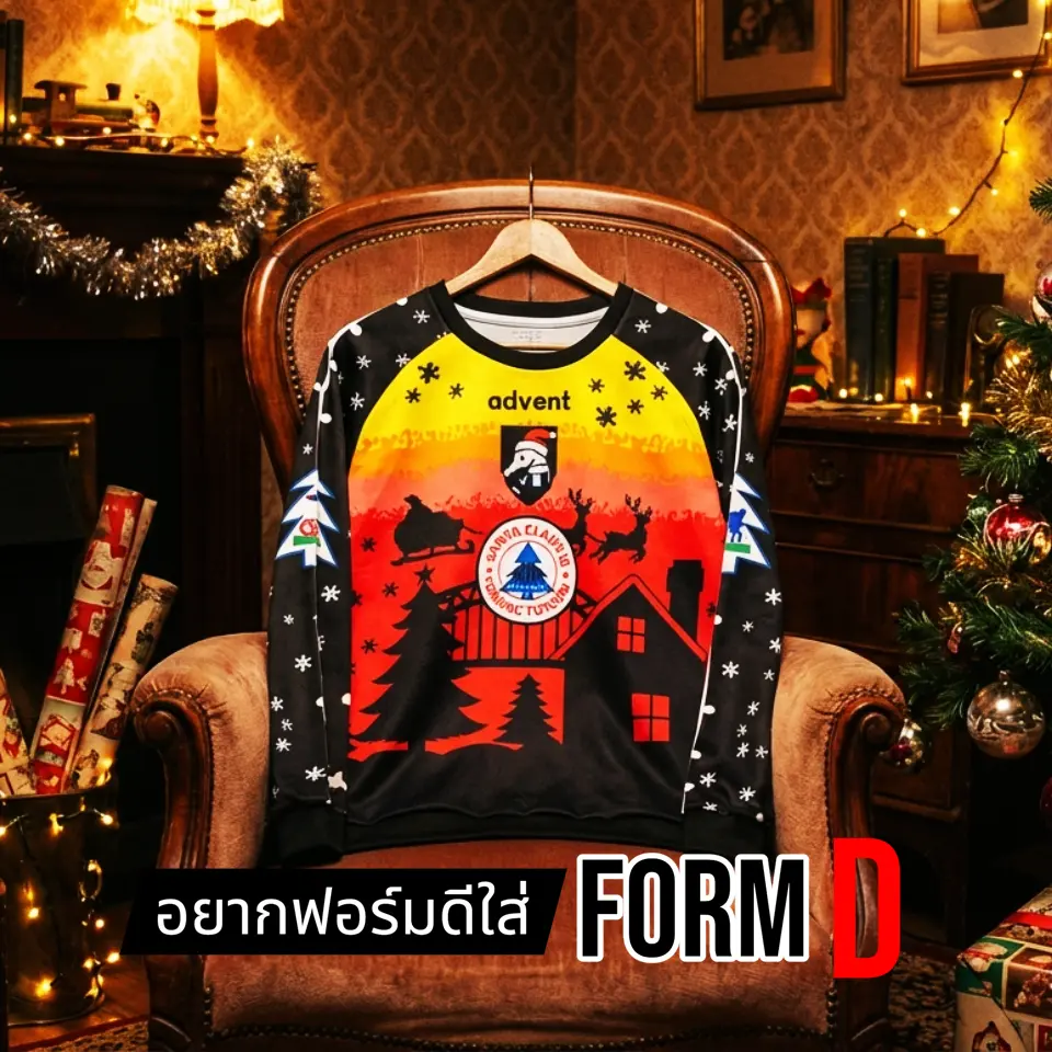 FORMD S-4XL เสื้อฟุตบอลแขนยาว ต้อนรับเทศกาลคริสมาส สำหรับแฟนสาริกา ผ้าหนา ดีเทลใ